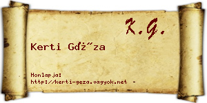 Kerti Géza névjegykártya